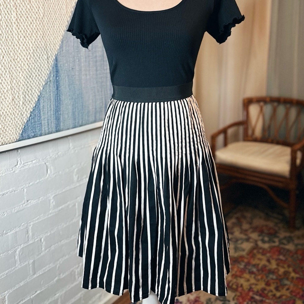 Amanda + Chelsea Black and White Striped Skirt
